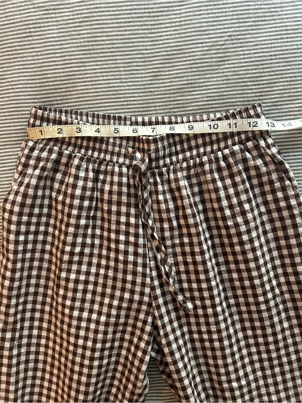 Brown and White Gingham Wide Leg Pants - Picture 3 of 8